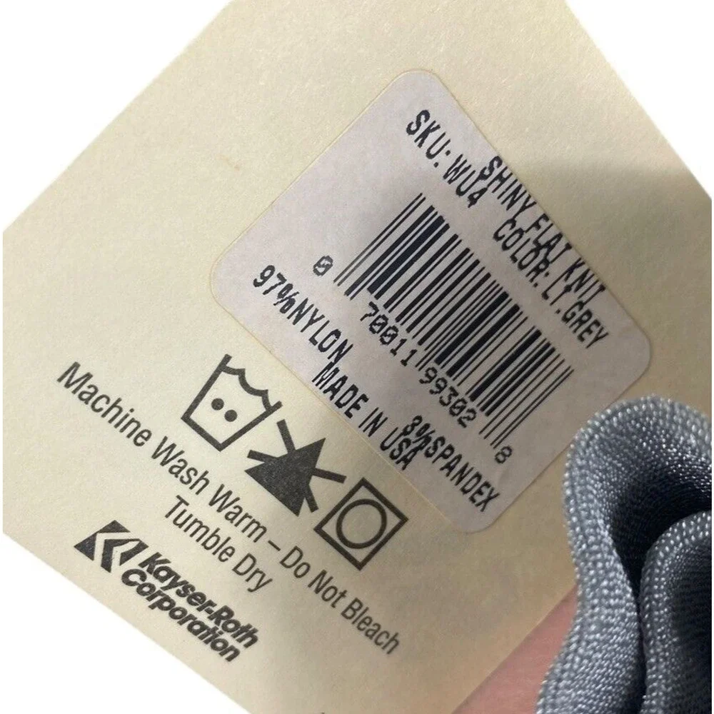 No Nonsense Womens Socks NEW Vintage Pair Gray Nylon Stretch Knit Mid Calf 90s